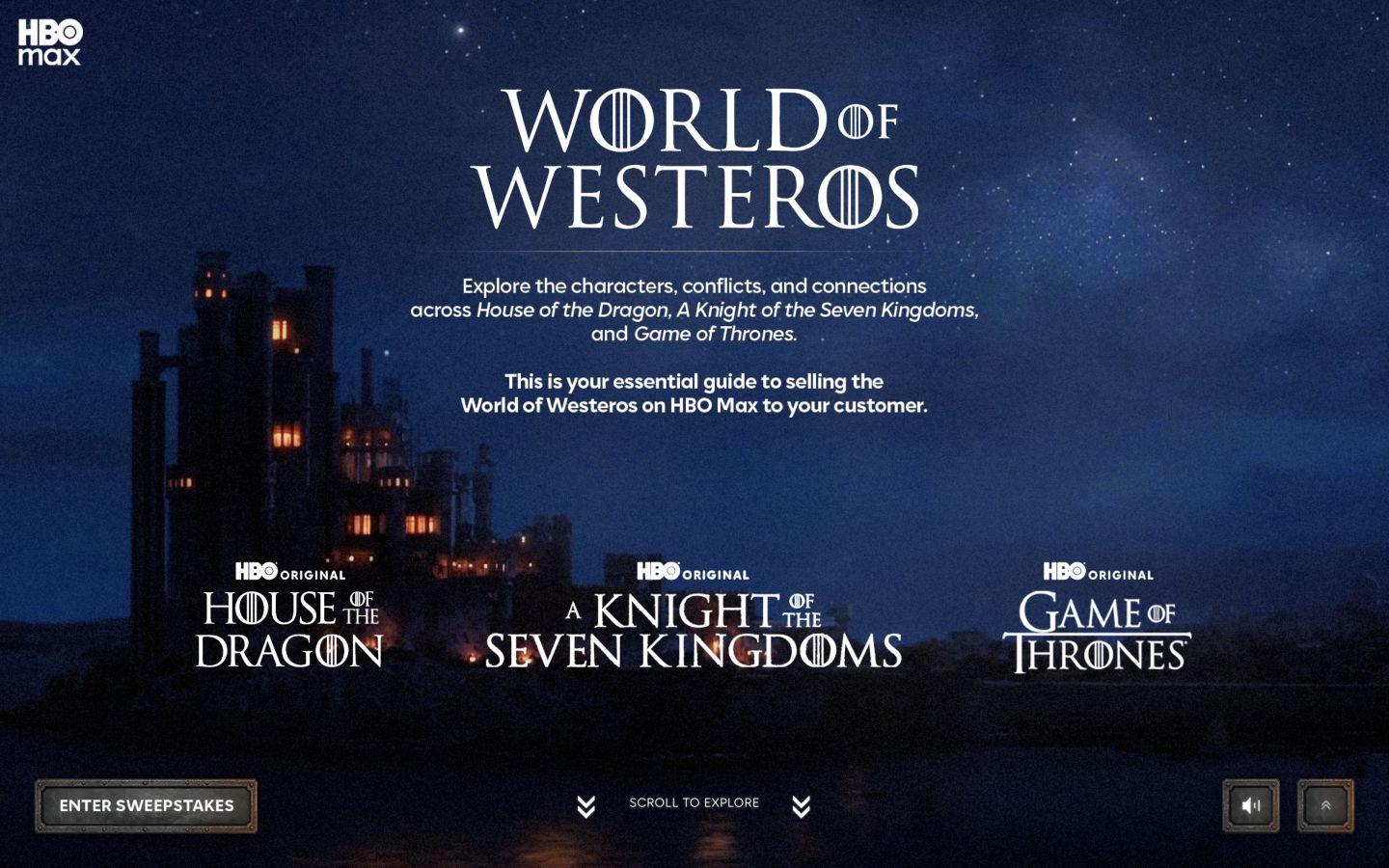 Live World of Westeros introduction spanning three Game of Thrones series