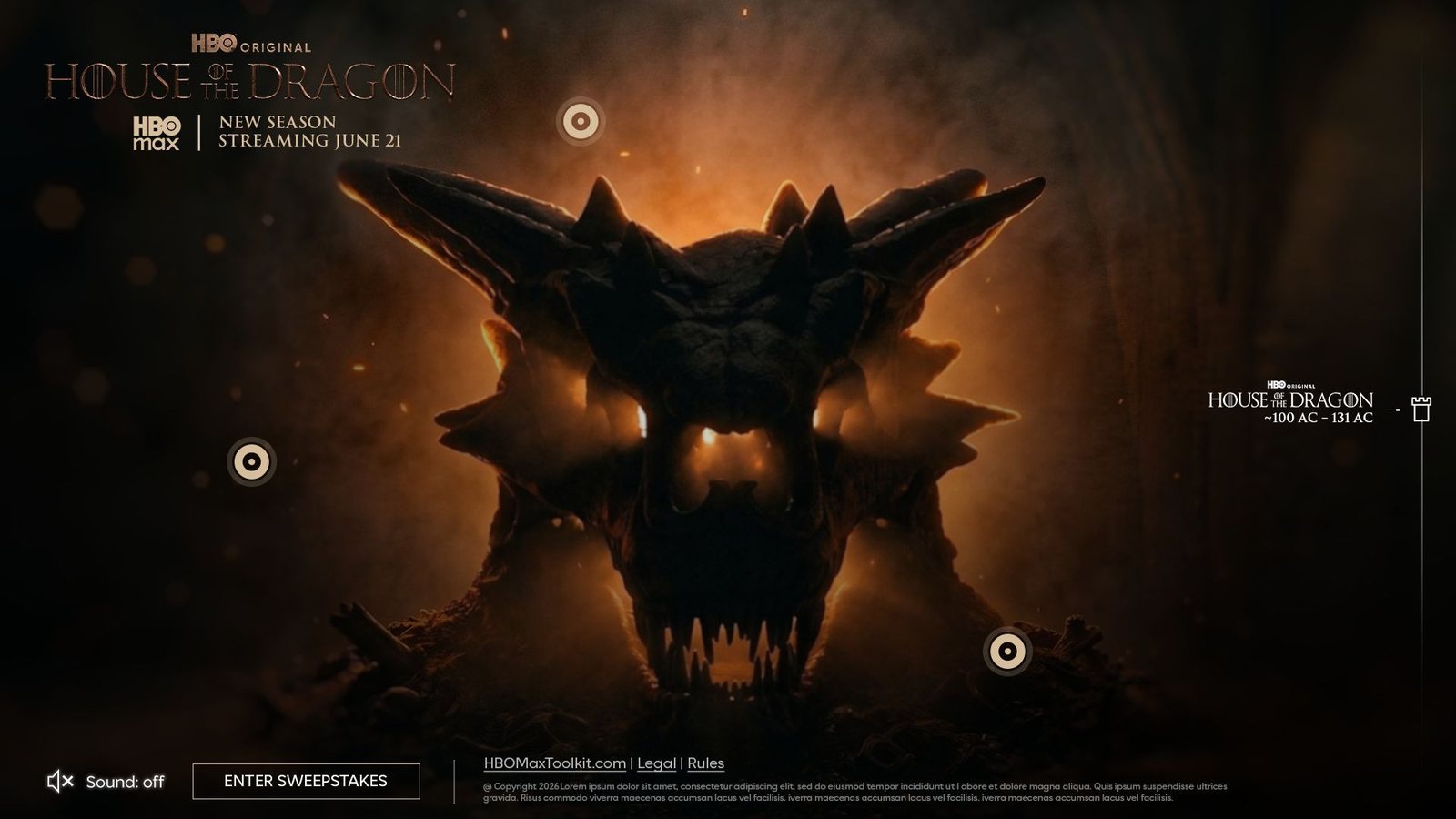 Dragon skull scene from the World of Westeros scroll experience